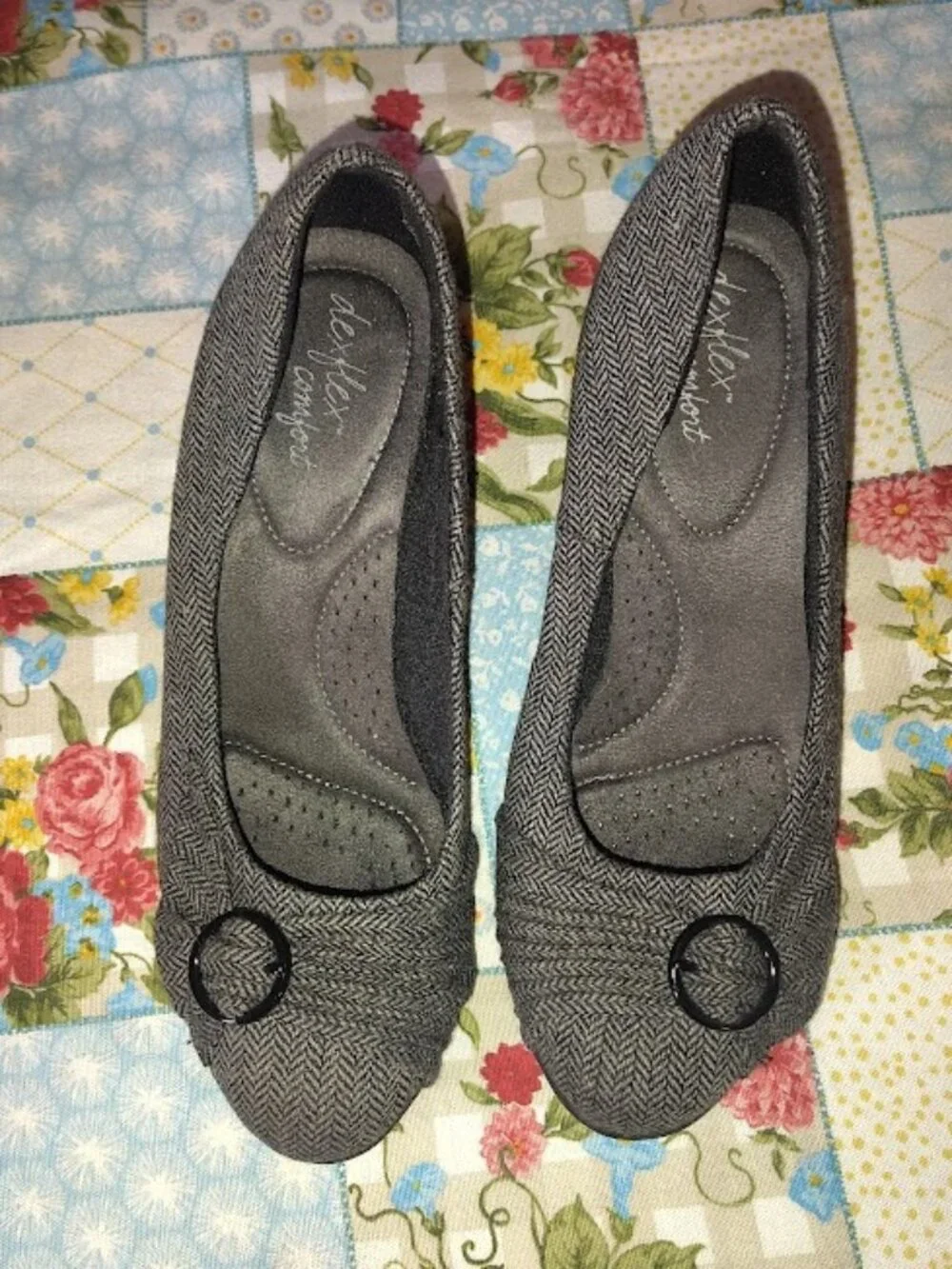 Grey Deflex Comfort Tweed Wedges